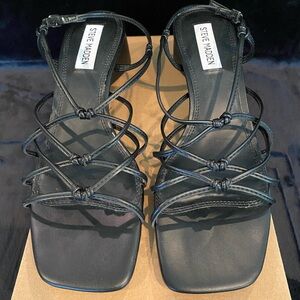 Steve Madden Black Strappy Sandals with Square Toe